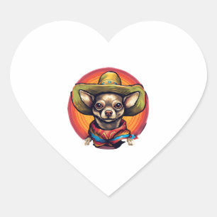 Pegatina En Forma De Corazón Chihuahua México Cinco de Mayo Perro gracioso