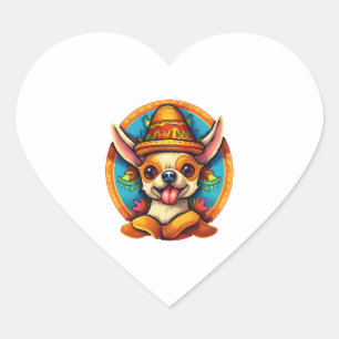 Pegatina En Forma De Corazón Chihuahua México Cinco de Mayo Perro gracioso