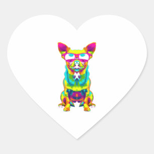 Pegatina En Forma De Corazón Chihuahua Perro gafas de sol arte pop
