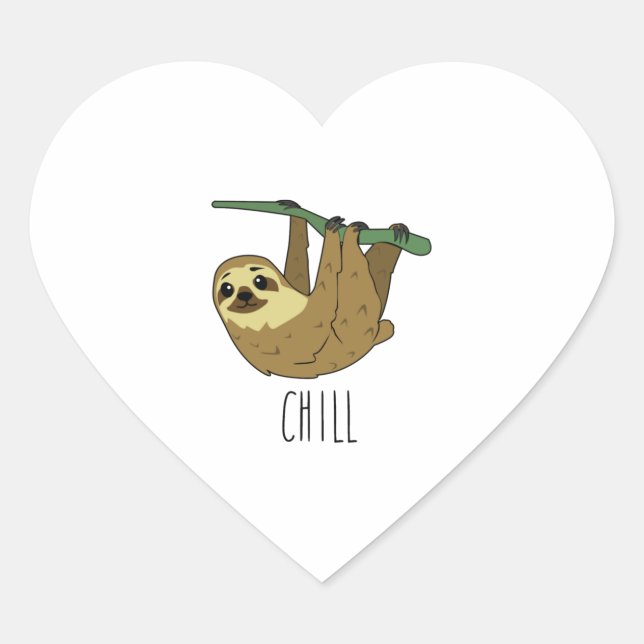 Pegatina En Forma De Corazón CHILL Sloth (Anverso)
