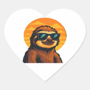 Pegatina En Forma De Corazón Chill Slots con gafas de sol - Vibes de sol retro