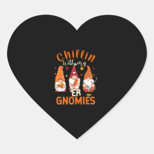 Pegatina En Forma De Corazón Chillin Con Mi enfermera Gnomies Gnome Thanksgivin