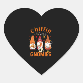 Pegatina En Forma De Corazón Chillin Con Mi enfermera Gnomies Gnome Thanksgivin