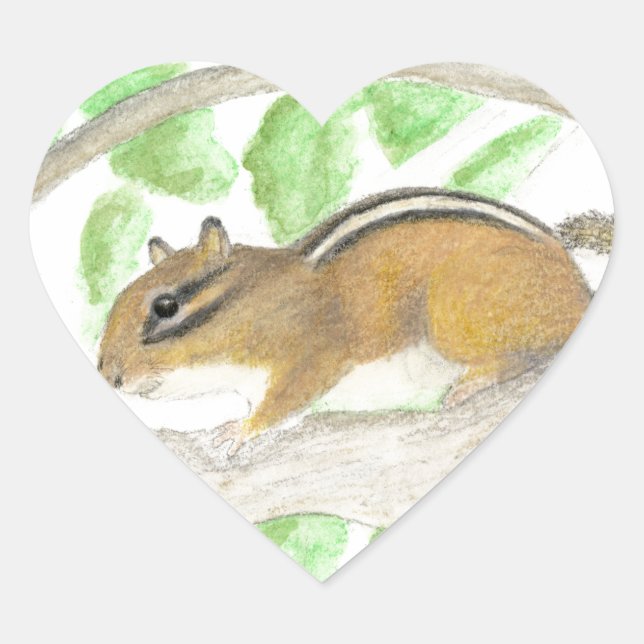 Pegatina En Forma De Corazón Chipmunk (Anverso)