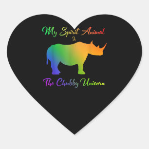 Pegatina En Forma De Corazón Chubby Unicornio Rhino Gracioso Adorable AnimaC
