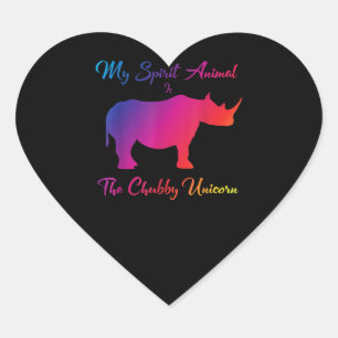 Pegatina En Forma De Corazón Chubby unicornio rinoceronte animal adorable
