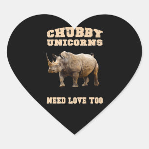 Pegatina En Forma De Corazón Chubby Unicornios necesitan amor para rinoceronte 