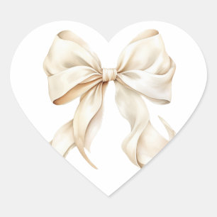 Pegatina En Forma De Corazón Chupinada de lazo blanco elegante