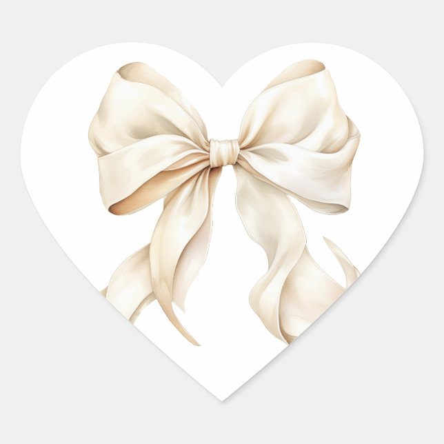 Pegatina En Forma De Corazón Chupinada de lazo blanco elegante (Anverso)