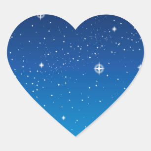 Pegatina En Forma De Corazón Cielo Starry azul profundo