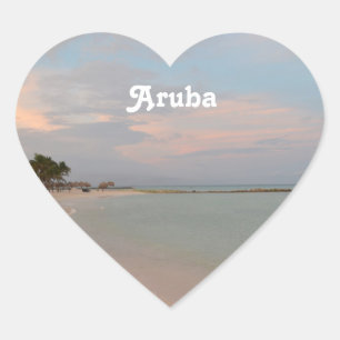 Pegatina En Forma De Corazón Cielos rosas de Aruba
