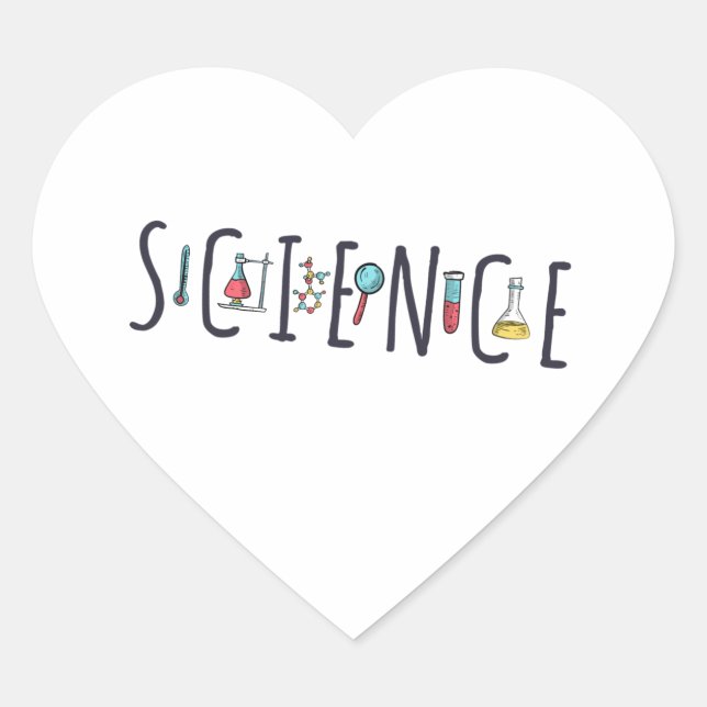 Pegatina En Forma De Corazón Ciencia (Anverso)