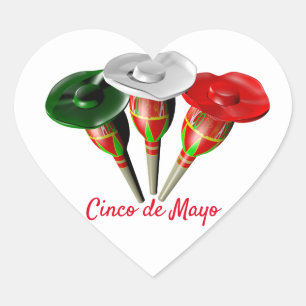 Pegatina En Forma De Corazón Cinco de mayo, fiesta mexicana