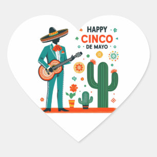 Pegatina En Forma De Corazón Cinco de mayo mariachi - Orgullo mexicano