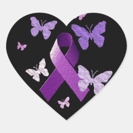 Pegatina En Forma De Corazón Cinta de conciencia púrpura