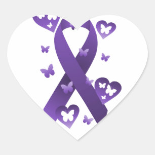 Pegatina En Forma De Corazón Cinta de conciencia púrpura