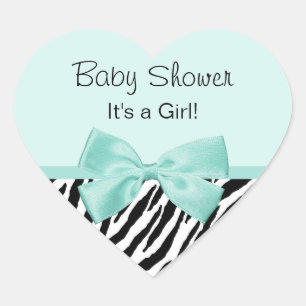 Pegatina En Forma De Corazón Cinta elegante Baby Shower femenino de la menta de