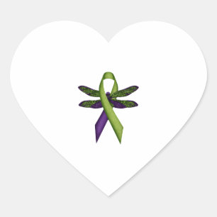 Pegatina En Forma De Corazón Cinta Verde Libélula Hippie Conciencia Parálisis C
