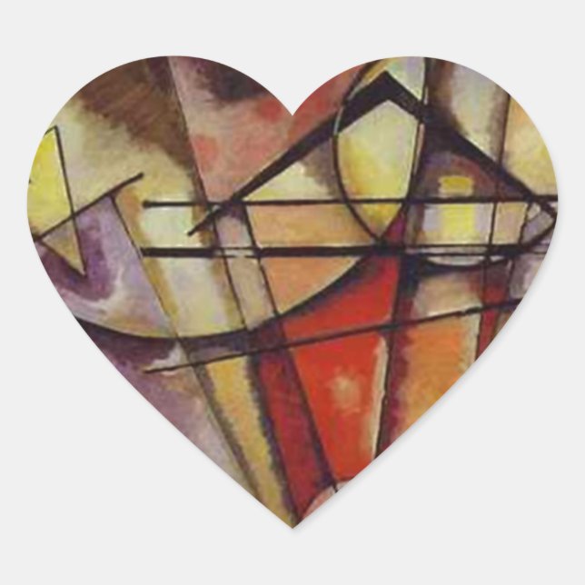 Pegatina En Forma De Corazón Círculos abstractos de Kandinsky (Anverso)