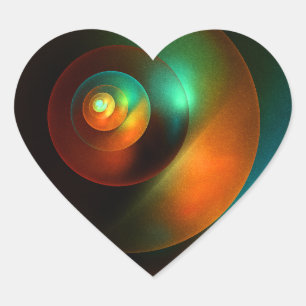 Pegatina En Forma De Corazón Círculos coloridos Patrón de arte abstracto modern