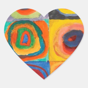 Pegatina En Forma De Corazón Círculos Concéntricos de las plazas de Kandinsky