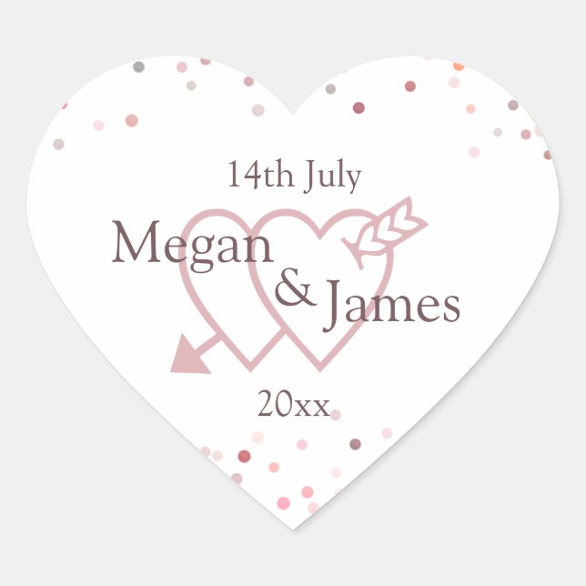 Pegatina En Forma De Corazón Círculos confetti rosados (Anverso)