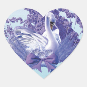 Pegatina En Forma De Corazón cisne mística