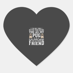 Pegatina En Forma De Corazón Cita de amigo familiar de perro Pug