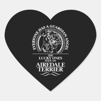Pegatina En Forma De Corazón cita del perro Airedale Terrier Guardian Angel