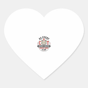 Pegatina En Forma De Corazón Cita divertida de dueño de gato Diseño de grabado 