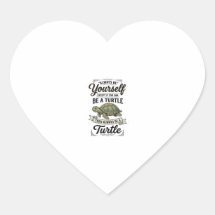 Pegatina En Forma De Corazón Cita divertida de tortuga diseño de grabado vintag