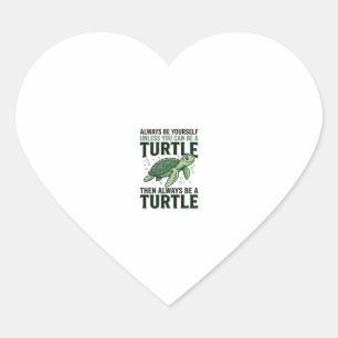 Pegatina En Forma De Corazón Cita Divertida de Tortuga Diseño de Grabado Vintag