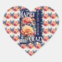 Pegatina En Forma De Corazón Cita feliz divertida por toda la impresión