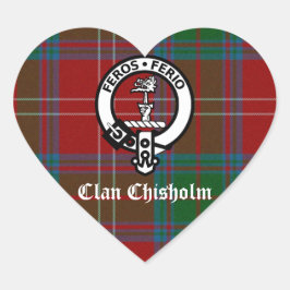 Pegatina En Forma De Corazón Clan Chisholm Tartan & Escudo Badge