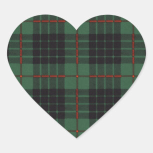 Pegatina En Forma De Corazón Clan de Gunn Plaid Scottish tartan