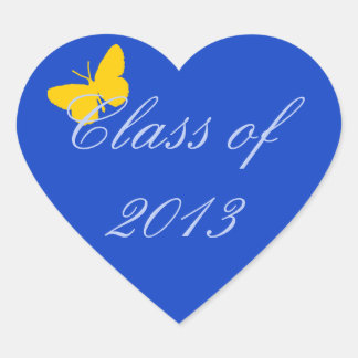 Pegatina En Forma De Corazón Clase de 2013 - Mariposa azul y dorada