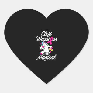 Pegatina En Forma De Corazón Cleft Paladar Labio Guerrero Unicornio Cleft Fuert