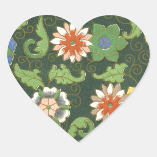 Pegatina En Forma De Corazón Cloisonne China Patter Asia Oriental