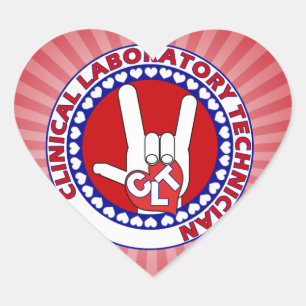 Pegatina En Forma De Corazón CLT CLINICAL LAB TECH ASL iLOVE LOGO