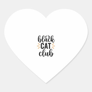 Pegatina En Forma De Corazón Club de Gato Negro Diseño Vectorial de Amante de G