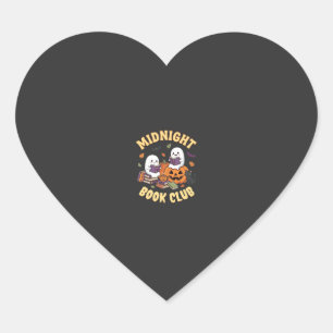 Pegatina En Forma De Corazón Club de lectura de fantasmas con diseño de calabaz