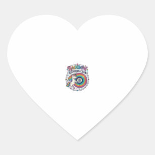 Pegatina En Forma De Corazón Club de Registros de Arcoíris de Unicornio Fondo B