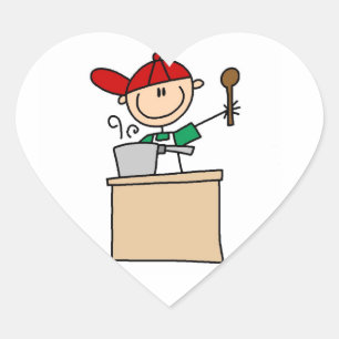 Pegatina En Forma De Corazón Cocinero Figura de Palito Hombre