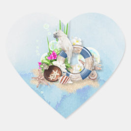 Pegatina En Forma De Corazón Cockatoo Floral