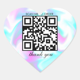 Pegatina En Forma De Corazón Código QR de agradecimiento de mármol de agua Bout