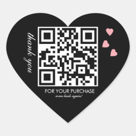Pegatina En Forma De Corazón Código QR de agradecimiento Script Rosa Flotante 