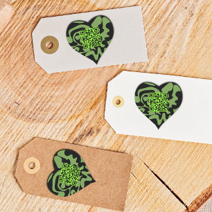 Pegatina En Forma De Corazón Códigos QR Lime Green Y Black Groovy Squiggys
