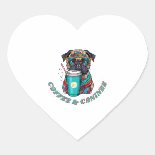 Pegatina En Forma De Corazón Coffee & Canines Camiseta - Café Para Perros Amado
