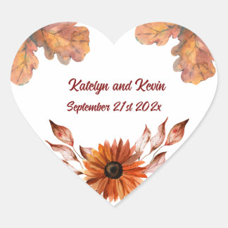 Pegatina En Forma De Corazón Colección de Bodas rústicos y acogedores de otoño