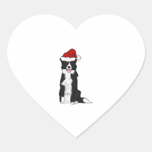 Pegatina En Forma De Corazón Collie de borde de navidades